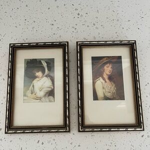 Vintage Elegant Black/Gold Framed Print Set of George Romney’s Victorian Women